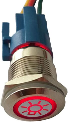 ESUPPORT 12V Car Vehicle Red LED Light Emergency Hazard Warning Push Button Metal Toggle Switch Socket Plug 19mm in Saudi Arabia