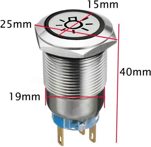 ESUPPORT 12V Car Vehicle Red LED Light Emergency Hazard Warning Push Button Metal Toggle Switch Socket Plug 19mm in Saudi Arabia