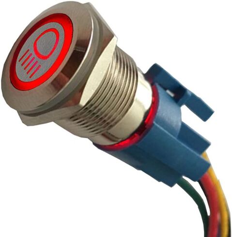 ESUPPORT 12V Car Vehicle Red LED Light Emergency Hazard Warning Push Button Metal Toggle Switch Socket Plug 19mm in Saudi Arabia