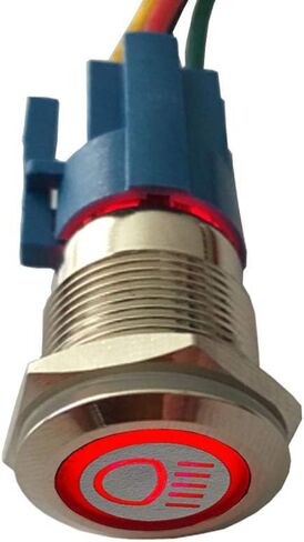 ESUPPORT 12V Car Vehicle Red LED Light Emergency Hazard Warning Push Button Metal Toggle Switch Socket Plug 19mm in Saudi Arabia