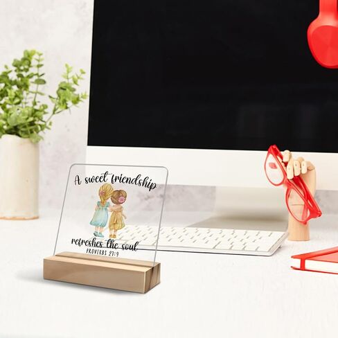 A Sweet Friendship Refreshes The Soul Acrylic Desk Decorative Sign, Friendships Gifts for Women Men Friends, Gifts for Long Distance Friends, Birthday Christmas Graduation Gifts for Bestie Bff in Saudi Arabia