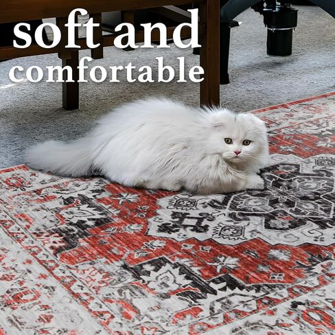 Area Rug 3x5 Washable Rug Vintage Abstract Oriental Floral Rug Dark Gray Boho for Living Room Bedroom Under Dining Table Farmhouse Nursery Office Soft Cozy Distressed Rug (Dark Gray, 3'x5') in Saudi Arabia