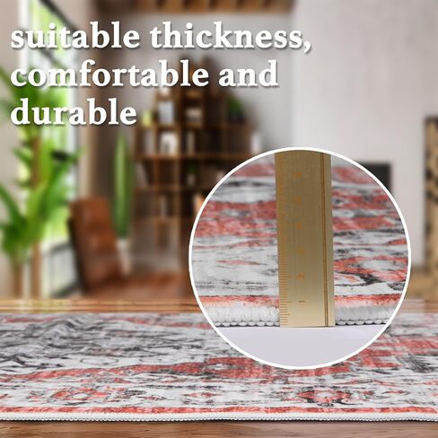 Area Rug 3x5 Washable Rug Vintage Abstract Oriental Floral Rug Dark Gray Boho for Living Room Bedroom Under Dining Table Farmhouse Nursery Office Soft Cozy Distressed Rug (Dark Gray, 3'x5') in Saudi Arabia