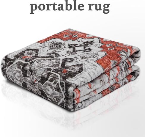 Area Rug 3x5 Washable Rug Vintage Abstract Oriental Floral Rug Dark Gray Boho for Living Room Bedroom Under Dining Table Farmhouse Nursery Office Soft Cozy Distressed Rug (Dark Gray, 3'x5') in Saudi Arabia