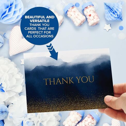 Decorably 24 Pack Glittery 6x4in Pink Thank You Cards with Envelopes and Stickers, 6 Elegant Designs Pink Thank You Notes, Blank Inside - Wedding, Baby Shower, Birthday in Kuwait
