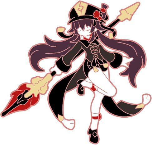 Genshin Impact Hutao Anime Enamel Pins - Hutao Characters Cosplay Kawaii Enamel Brooch Lapel Pin Anime Accessories - Brooch Pins for Women, Gift for Fans, Women and Girls in Saudi Arabia