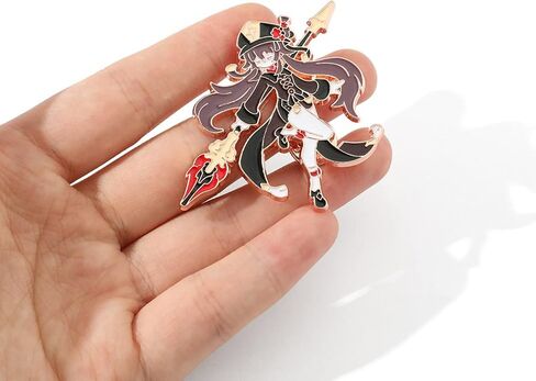 Genshin Impact Hutao Anime Enamel Pins - Hutao Characters Cosplay Kawaii Enamel Brooch Lapel Pin Anime Accessories - Brooch Pins for Women, Gift for Fans, Women and Girls in Saudi Arabia
