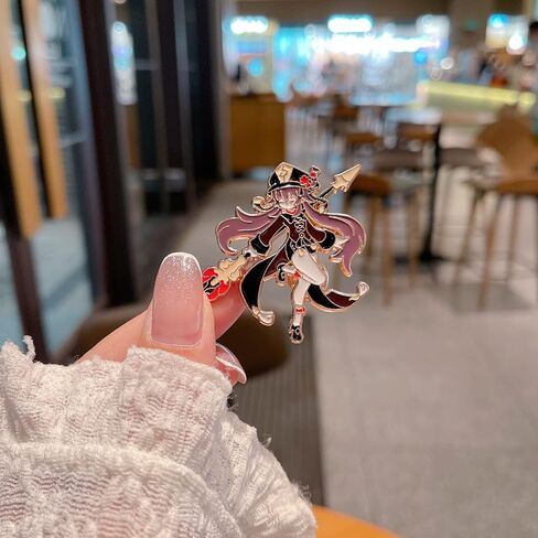 Genshin Impact Hutao Anime Enamel Pins - Hutao Characters Cosplay Kawaii Enamel Brooch Lapel Pin Anime Accessories - Brooch Pins for Women, Gift for Fans, Women and Girls in Saudi Arabia