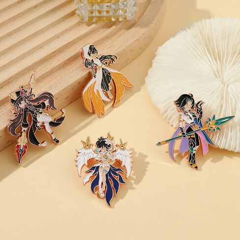 Genshin Impact Hutao Anime Enamel Pins - Hutao Characters Cosplay Kawaii Enamel Brooch Lapel Pin Anime Accessories - Brooch Pins for Women, Gift for Fans, Women and Girls in Saudi Arabia