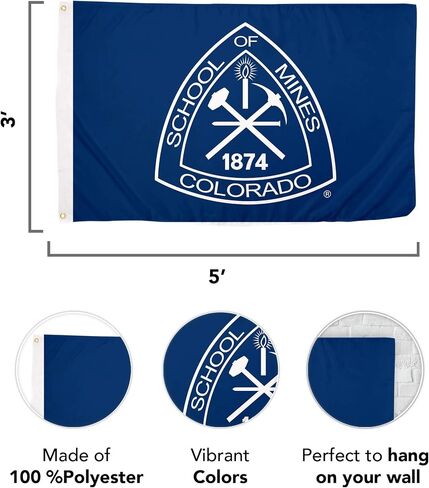 Desert Cactus Colorado School of Mines Flag Orediggers Banners 100% Polyester Indoor Outdoor 3x5 (Style 2) in Saudi Arabia