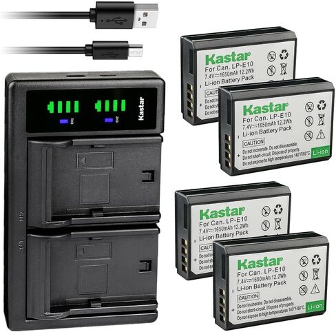 Kastar 2-Pack Battery and LTD2 USB Charger Replacement for Canon LP-E10 LPE10 Battery, LC-E10 LC-E10N Charger, Canon EOS Rebel T3, EOS Rebel T5, EOS Rebel T6, EOS Rebel T7, EOS Rebel T100 DSLR Cameras in Saudi Arabia