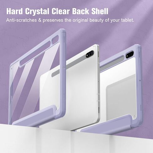 Fintie Hybrid Slim Case for Samsung Galaxy Tab S8/Tab S7 11 Inch (Model SM-X700/X706/T870/T875/T878) with S Pen Holder, Shockproof Cover with Clear Transparent Back Shell, Rose Gold in Kuwait