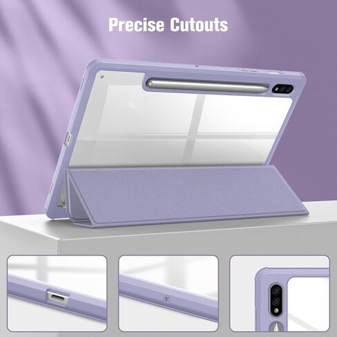 Fintie Hybrid Slim Case for Samsung Galaxy Tab S8/Tab S7 11 Inch (Model SM-X700/X706/T870/T875/T878) with S Pen Holder, Shockproof Cover with Clear Transparent Back Shell, Rose Gold in Kuwait