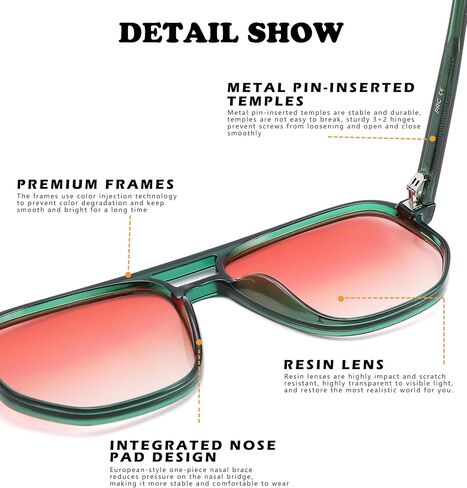 NULOOQ Retro Aviator Sunglasses for Women – Men Square 70s Vintage Trendy Sun Glasses UV400 Protection in Saudi Arabia
