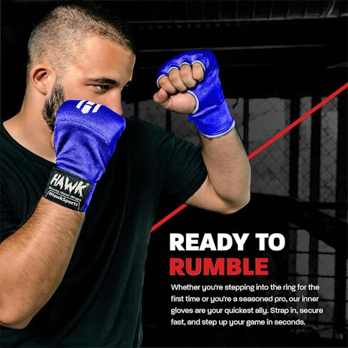 Hawk Padded Inner Gloves Training Gel Elastic Hand Wraps for Boxing Gloves Quick Wraps Men & Women Kickboxing Muay Thai MMA Bandages Fist Knuckle Wrist Wrap Protector Handwraps (Pair) in Kuwait