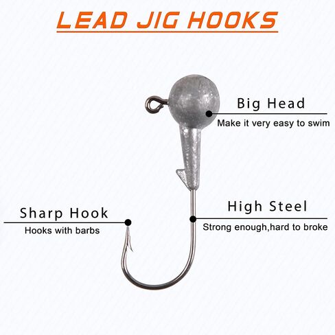 Soft Plastic Fishing lures Jig Head Hooks Kit, 110pcs Crappie Tube Jig Heads Worm Lures Fishing Artificial Bait Bass Trout Saltwater Freshwater in Saudi Arabia