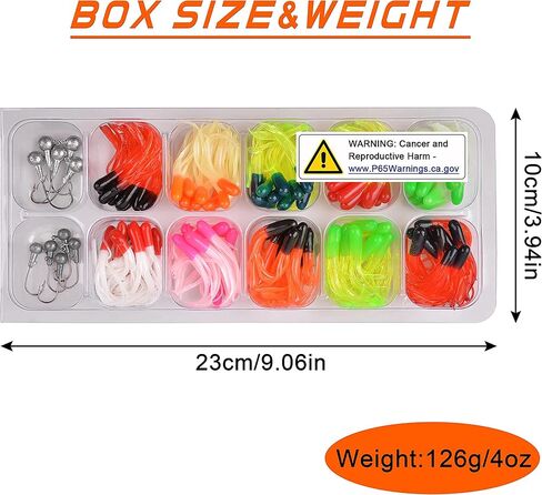 Soft Plastic Fishing lures Jig Head Hooks Kit, 110pcs Crappie Tube Jig Heads Worm Lures Fishing Artificial Bait Bass Trout Saltwater Freshwater in Saudi Arabia
