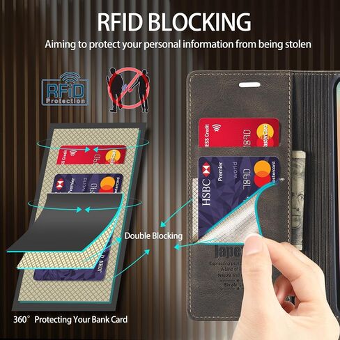 حافظة japezop IPhone 15 Pro Max 5G، حافظة محفظة iPhone 15 Pro Max 5G مع [حجب RFID]، حامل بطاقات بمسند مغناطيسي، محفظة جلدية قابلة للطي لهاتف IPhone 15 Pro Max 5G 6.7 بوصة (قهوة) in Kuwait