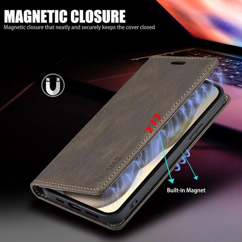 حافظة japezop IPhone 15 Pro Max 5G، حافظة محفظة iPhone 15 Pro Max 5G مع [حجب RFID]، حامل بطاقات بمسند مغناطيسي، محفظة جلدية قابلة للطي لهاتف IPhone 15 Pro Max 5G 6.7 بوصة (قهوة) in Kuwait