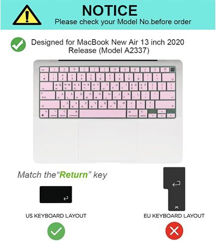 Korean Keyboard Cover for MacBook Air 13 A2337 2020,Light Pink in Saudi Arabia