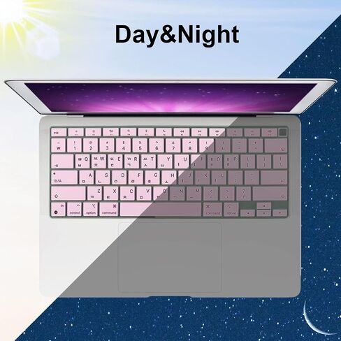 Korean Keyboard Cover for MacBook Air 13 A2337 2020,Light Pink in Saudi Arabia