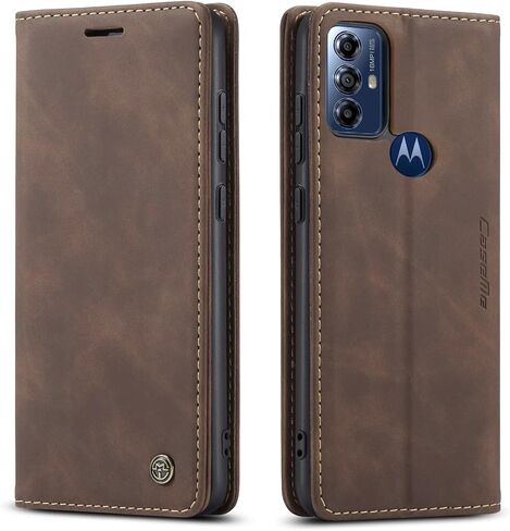 حافظة Kowauri لهاتف Moto G Play (2023)/Moto G Pure (2021)، حافظة محفظة جلدية بتصميم كلاسيكي مع فتحة بطاقة وإغلاق مغناطيسي، حافظة قابلة للطي لهاتف Motorola Moto G Pure 2021/Moto G Play 2023 (قهوة) in Saudi Arabia