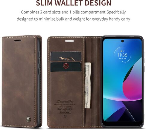 حافظة Kowauri لهاتف Moto G Play (2023)/Moto G Pure (2021)، حافظة محفظة جلدية بتصميم كلاسيكي مع فتحة بطاقة وإغلاق مغناطيسي، حافظة قابلة للطي لهاتف Motorola Moto G Pure 2021/Moto G Play 2023 (قهوة) in Saudi Arabia