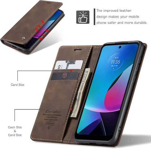 حافظة Kowauri لهاتف Moto G Play (2023)/Moto G Pure (2021)، حافظة محفظة جلدية بتصميم كلاسيكي مع فتحة بطاقة وإغلاق مغناطيسي، حافظة قابلة للطي لهاتف Motorola Moto G Pure 2021/Moto G Play 2023 (قهوة) in Saudi Arabia