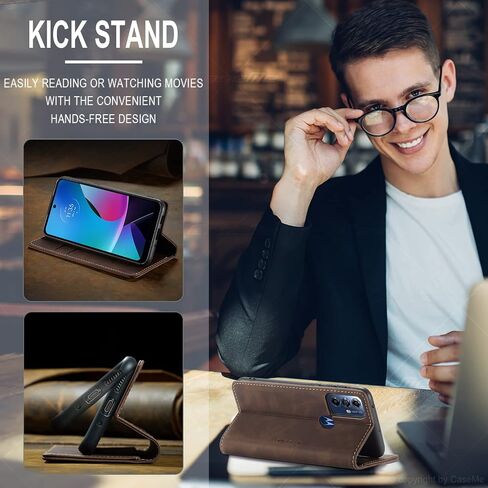 حافظة Kowauri لهاتف Moto G Play (2023)/Moto G Pure (2021)، حافظة محفظة جلدية بتصميم كلاسيكي مع فتحة بطاقة وإغلاق مغناطيسي، حافظة قابلة للطي لهاتف Motorola Moto G Pure 2021/Moto G Play 2023 (قهوة) in Saudi Arabia