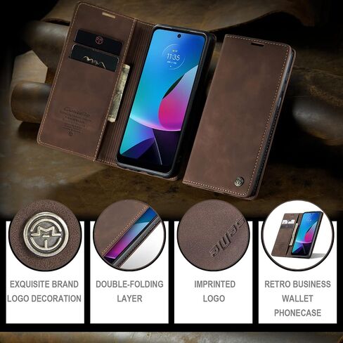 حافظة Kowauri لهاتف Moto G Play (2023)/Moto G Pure (2021)، حافظة محفظة جلدية بتصميم كلاسيكي مع فتحة بطاقة وإغلاق مغناطيسي، حافظة قابلة للطي لهاتف Motorola Moto G Pure 2021/Moto G Play 2023 (قهوة) in Saudi Arabia