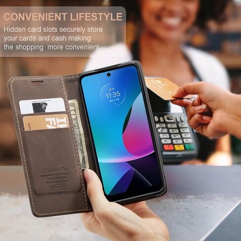 حافظة Kowauri لهاتف Moto G Play (2023)/Moto G Pure (2021)، حافظة محفظة جلدية بتصميم كلاسيكي مع فتحة بطاقة وإغلاق مغناطيسي، حافظة قابلة للطي لهاتف Motorola Moto G Pure 2021/Moto G Play 2023 (قهوة) in Saudi Arabia