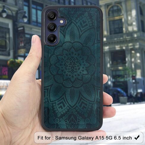 Harryshell Detachable Magnetic Zipper Wallet Leather Case with Cash Coin Pocket Multi Card Slots Holder Wrist Strap Lanyard for Samsung Galaxy A15 5G (2024) (Flower Blue Green) in Saudi Arabia