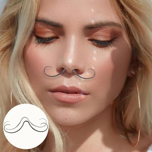 valiclud الحاجز ثقب الشارب الأنف الدائري، 2pcs شارب الحاجز الدائري ثقب المجوهرات، الفولاذ المقاوم للصدأ حلقة الأنف شماعات الغضروف القرط الأطواق للنساء الرجال 1.6x62mm in Kuwait