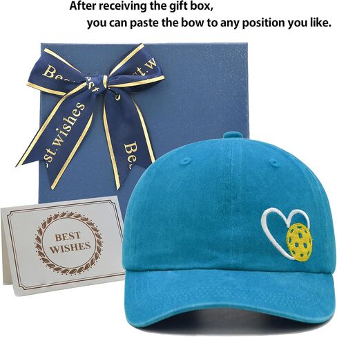 Pickleball Hat with Gift Box, Pickleball Gifts for Women Men, Adjustable Embroidered Heart Pickleball Baseball Cap in Saudi Arabia