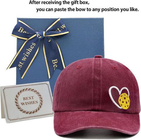 Pickleball Hat with Gift Box, Pickleball Gifts for Women Men, Adjustable Embroidered Heart Pickleball Baseball Cap in Saudi Arabia