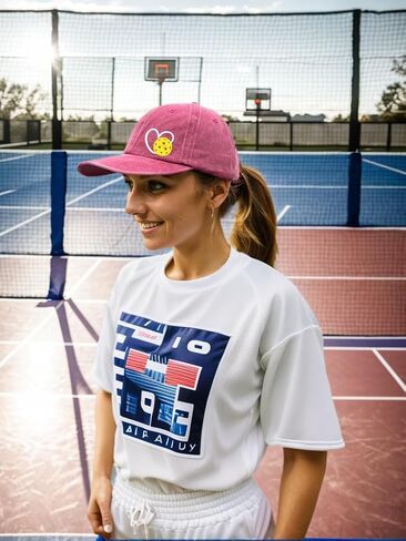 Pickleball Hat with Gift Box, Pickleball Gifts for Women Men, Adjustable Embroidered Heart Pickleball Baseball Cap in Saudi Arabia