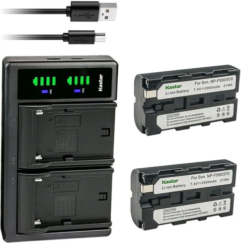 Kastar 2-Pack NP-F550/F570 بطارية وشاحن USB LTD2 بديل لكاميرا DCR-TRV58 DCR-TRV620 DCR-TRV7 DCR-TRV720 DCR-TRV735 DCR-TRV820 DCR-TRV9 DCR-TRV900 DCR-TV900 DCR-VX1000 DCR-VX2000 in Saudi Arabia