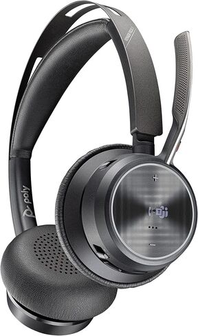 Poly - سماعة Voyager Focus 2 UC USB-C (Plantronics) - سماعة رأس بلوتوث مزدوجة الأذن (ستيريو) مع ميكروفون Boom - متوافقة مع USB-C PC/Mac - إلغاء الضوضاء النشط - تعمل مع الفرق (معتمدة)، تكبير والمزيد in Kuwait