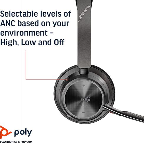Poly - سماعة Voyager Focus 2 UC USB-C (Plantronics) - سماعة رأس بلوتوث مزدوجة الأذن (ستيريو) مع ميكروفون Boom - متوافقة مع USB-C PC/Mac - إلغاء الضوضاء النشط - تعمل مع الفرق (معتمدة)، تكبير والمزيد in Kuwait