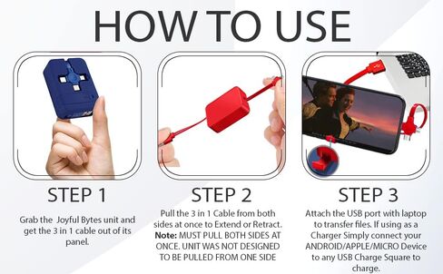 2 حزمة سلك كابل شحن ثلاثة في واحد 3 في 1 سلك قابل للسحب - كابل USB شاحن سريع متوافق / النوع C / مايكرو / متوافق مع كابل Android المتوافق مع Apple بطول 3 أقدام in Saudi Arabia