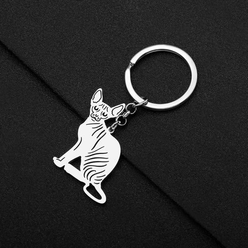 Stainless Steel Silver Gold Plated Cat Keychains Kitten Key Ring Novelty Jewelry Charms Gifts for Women Girls in Saudi Arabia