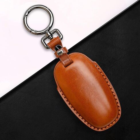 Tukellen لسيارة Hyundai Key Fob غطاء جلدي مع سلسلة مفاتيح متوافقة مع 2020 2021 Sonata، 2022 Tucson Remote Key-Brown in Kuwait