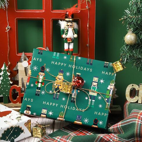 RUSPEPA Christmas Wrapping Paper Rolls - Mini Roll - 17 inches x 10 feet per Roll, Total of 3 Rolls - Black and Gold in Saudi Arabia