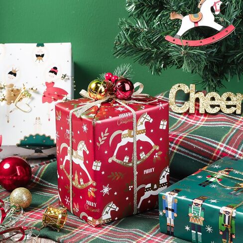 RUSPEPA Christmas Wrapping Paper Rolls - Mini Roll - 17 inches x 10 feet per Roll, Total of 3 Rolls - Black and Gold in Saudi Arabia