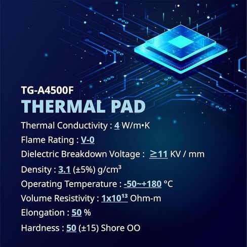 وسادة حرارية 4.0 وات/م ك، 98 × 148 × 3.5 مم، TG-A4500F حشو فجوات فائق النعومة، وسادة تبريد بالوعة الحرارة من شبكة الألياف الزجاجية، لأجهزة الكمبيوتر المحمول/وحدة معالجة الرسومات/وحدة المعالجة المركزية، حامل طبيعي in Kuwait