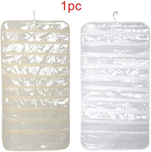 منظم مجوهرات معلق من SYCOOVEN، حقيبة تخزين سلسلة مجوهرات مزدوجة الجوانب 80 جيب، حامل منظم مجوهرات لقلادة وسوار وأقراط وسلسلة حلقات وأداة حياكة (أسود) in Kuwait