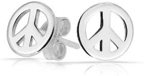 أقراط أصلية من الفضة الإسترليني عيار 925 تحمل علامة السلام، أقراط صغيرة صغيرة للنساء والفتيات والمراهقين والأولاد من الفضة الأنيقة والذهب الأصفر على الفضة، 925 مختومة in Kuwait