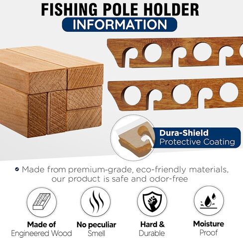 رف تخزين قضبان الصيد من Rush Creek Creations مزود بـ 8 قضبان للحائط أو السقف، حامل لقضبان الصيد عموديًا أو أفقيًا بسعة 8 قضبان، أسود in Kuwait