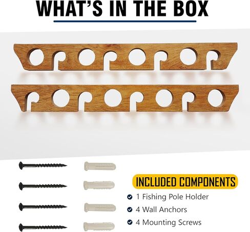 رف تخزين قضبان الصيد من Rush Creek Creations مزود بـ 8 قضبان للحائط أو السقف، حامل لقضبان الصيد عموديًا أو أفقيًا بسعة 8 قضبان، أسود in Kuwait