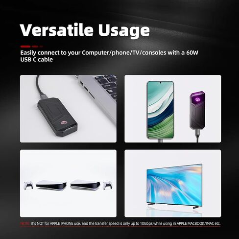 KingSpec Z5 2TB External SSD - 2100MB/s, Portable Solid State Hard Drives with RGB Light, Zinc Alloy Case, USB 3.2 Gen2x2 Interface, Compatible with Mobile Phone/PS4/Laptop/TV/PC (2TB) in Saudi Arabia